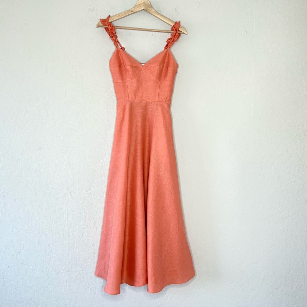 Roller Rabbit 100% Linen Ruffle Strap Midi Dress